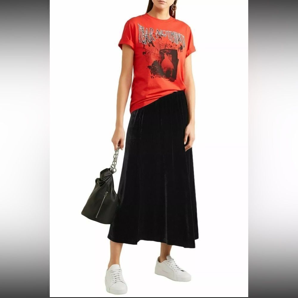 McQueen || NWTs Black Velvet Midi Flowing Skirt